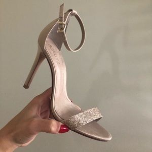 Schutz Nude Rose Gold Cady Lee Ankle Strap Heels